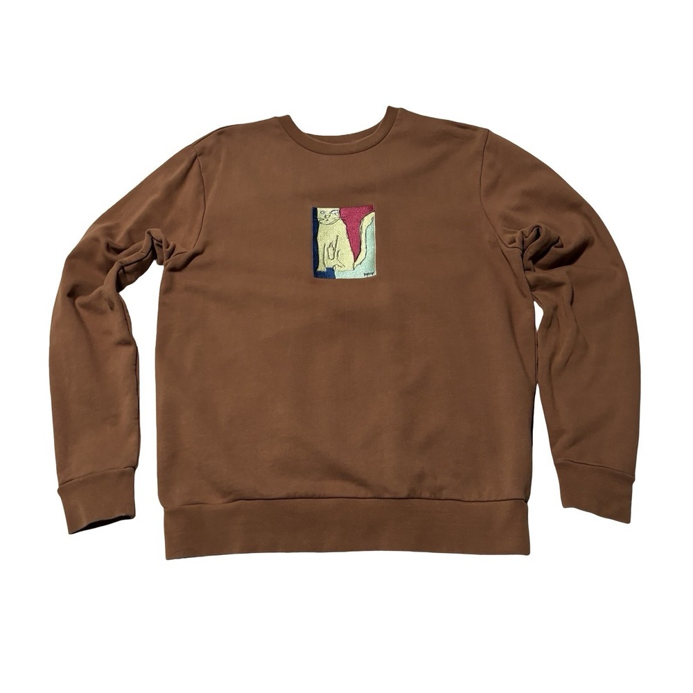 RIPNDIP Nermal Embroidered Brown Crewneck Sweatshirt Size Medium 22 x 27